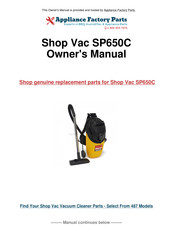 Shop-Vac SP650C User Manual