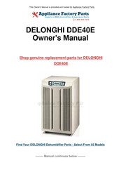DeLonghi DDE 40E Use And Maintenance Manual