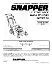 Snapper PUSH 15 Series Owners/Operators Manual And Safety Instructions