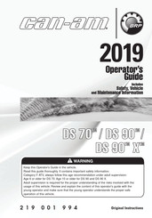BRP can-am DS 90 2019 Operator's Manual