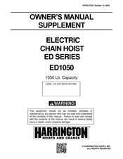 Harrington ED Series Owner's Manual Supplement