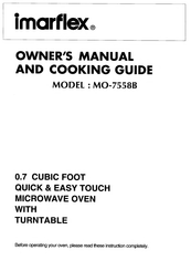 imarflex MO-7558B Owner's Manual And Cooking Manual