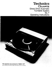 Technics SL-7 Operating Instructions Manual