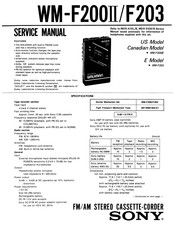 Sony WM-F200II Service Manual