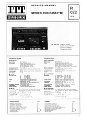 ITT SCHAUB-LORENZ STEREO 5100 CASSETTE Service Manual