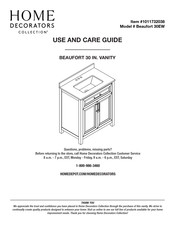 Home Decorators Collection BEAUFORT 30EW Use And Care Manual