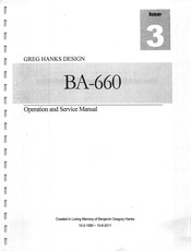 Greg Hanks Design BA-660 Operation And Service Manual