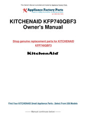 KitchenAid KFP740QBF3 Instructions And Recipes Manual