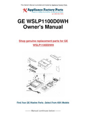 GE WSLP1100D0WH Owner's Manual & Installation Instructions
