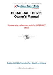 Honeywell Duracraft BABY'S BREATH DH-721 Series Owner's Manual