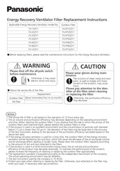 Panasonic FV-15ZY1 Replacement Instructions