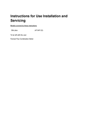 Glow-worm 30ci plus Instructions For Use Installation And Servicing