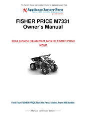 Fisher-Price POWER WHEELS Lil' Quard Owner's Manual With Assembly Instructions