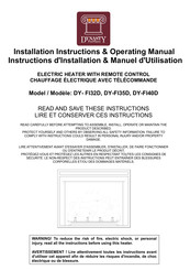 Dynasty Fireplaces DY- FI32D Installation Instructions & Operating Manual