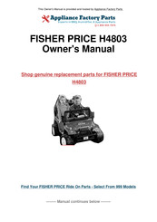 Fisher-Price POWER WHEELS H4807 Owner's Manual With Assembly Instructions