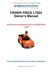 Fisher-Price POWER WHEELS NASCAR TONY STEWART Owner's Manual With Assembly Instructions