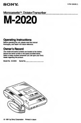 Sony M-2020 - Microcassette Dictator And Transcriber Operating Instructions Manual