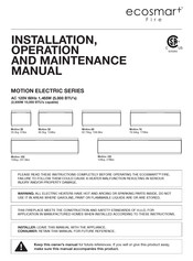 EcoSmart Fire Motion 52 Installation, Operation And Maintenance Manual