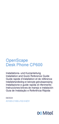 Mitel Unify OpenScape DeskPhone CP600 Installation And Quick Reference Manual