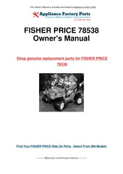 Fisher-Price POWER WHEELS Jeep Wrangler 78538 Owner's Manual With Assembly Instructions
