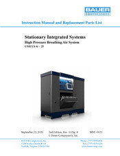 Bauer Compressors UN 4i 25 Instruction Manual And Replacement Parts List
