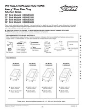 American Standard Avery 1180DB3620 Installation Instructions Manual