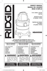 RIDGID HDAV0500 Owner's Manual