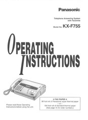 Panasonic KX- F755 Operating Instructions Manual