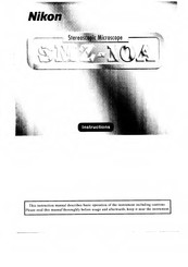 Nikon SMZ-10A Instructions Manual
