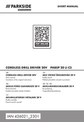 Parkside PABSP 20 Li C3 Short Manual