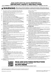 Shark Cordless Detect Pro IW1600ANZ Series Quick Start Manual