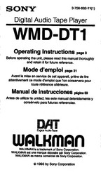 Sony WALKMAN WMD-DT1 Operating Instructions Manual