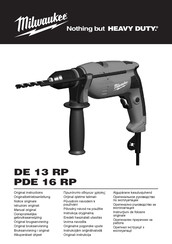 Milwaukee DE 13 RP Original Instructions Manual