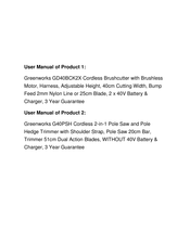 GreenWorks GD40BCK2X Operator's Manual