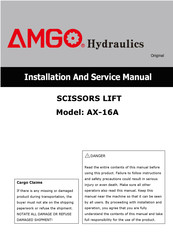 AMGO Hydraulics AX-16A Installation And Service Manual