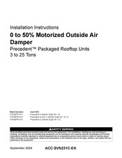 Trane Precedent FIADMPR101 Installation Instructions Manual