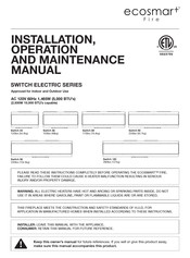 EcoSmart SWITCH ELECTRIC Series Installation, Operation And Maintenance Manual