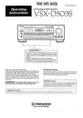 Pioneer VSX-D5O3S Operating Instructions Manual