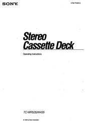Sony TC-W435 Operating Instructions Manual