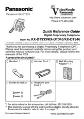 Panasonic VoiceSonic KX-DT346 Quick Reference Manual