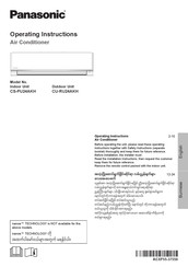 Panasonic CU-RU24AKH Operating Instructions Manual