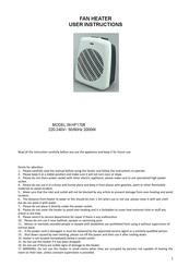 ARG W-HF1708 User Instructions