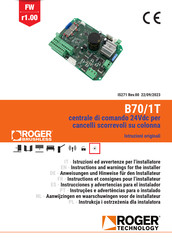 Roger Technology B70/1T Instruction And Warnings For The Installer