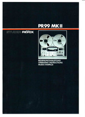 STUDER REVOX PR99 Operating Instructions Manual
