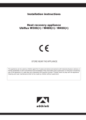ubbink Ubiflux W400(+) Installation Instructions Manual
