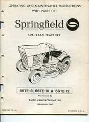 Springfield 66TE-12 Operating And Maintenance Instructions Manual