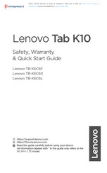 Lenovo ZA8R0051SE Safety, Warranty & Quick Start Manual