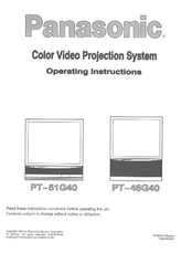 Panasonic PT-51G40 Operating Instructions Manual
