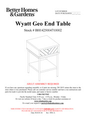 Better Homes and Gardens Wyatt Geo BH1425004710002 Manual