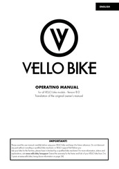 Vello Bike+ AUTOMATIC 2024 Operating Manual